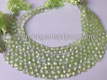Prehnite Faceted Heart Shape Beads